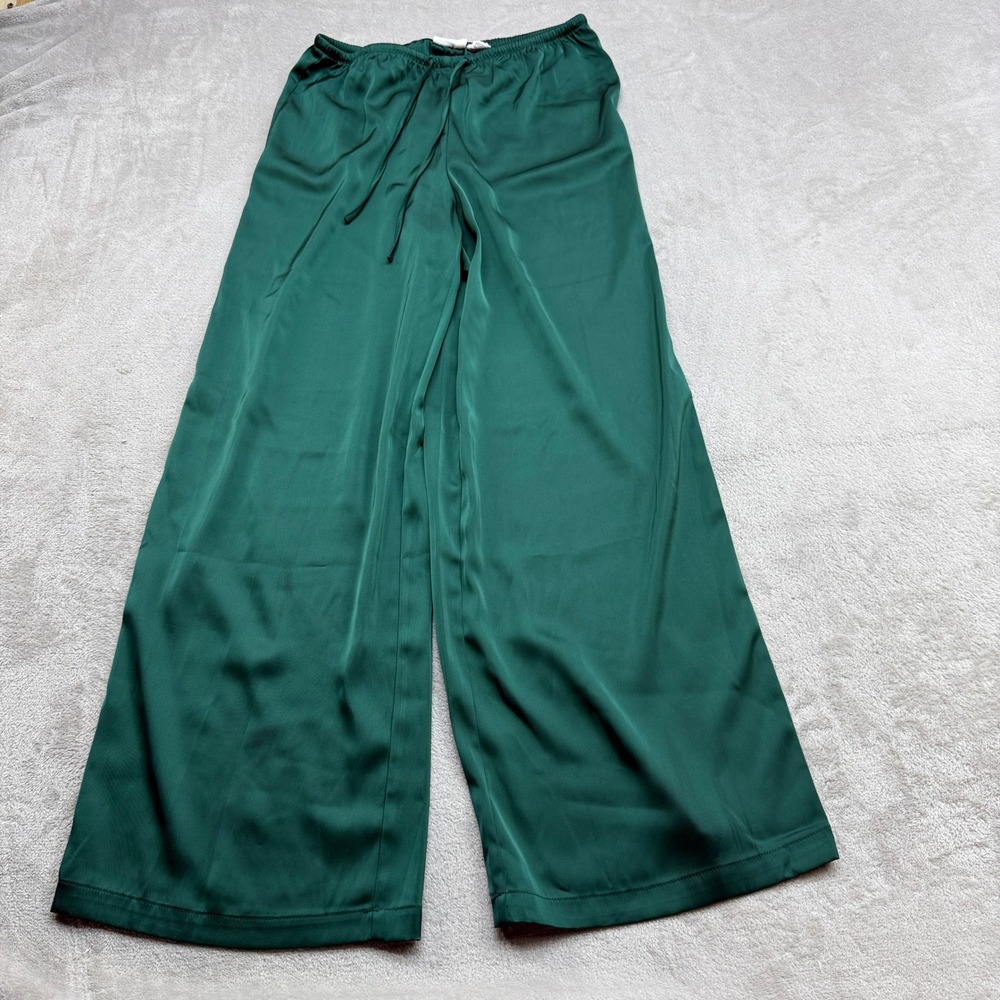 Song of Style Emerald Green Wide Leg Satin Pants Women M Revolve Chic Aimee Song
